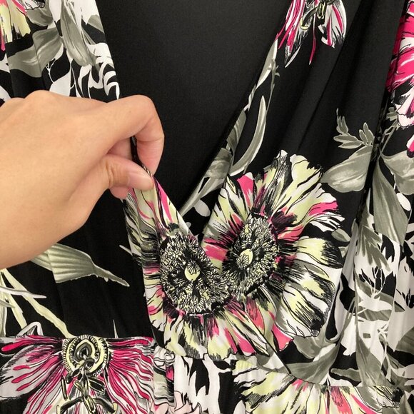 INC International Concepts Floral Wrap Stretch Knit Asymmetric Hem Midi Dress 2X - Picture 3 of 11
